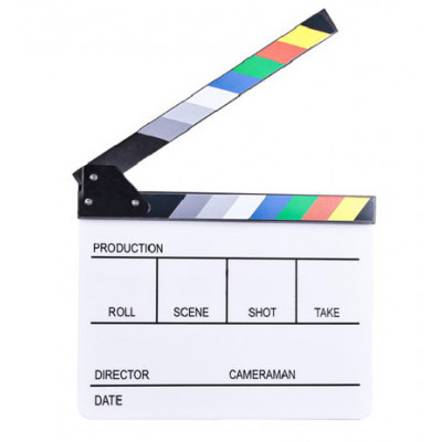 Clap pour tournage de video / Clap Cinema / Bandes multicolore