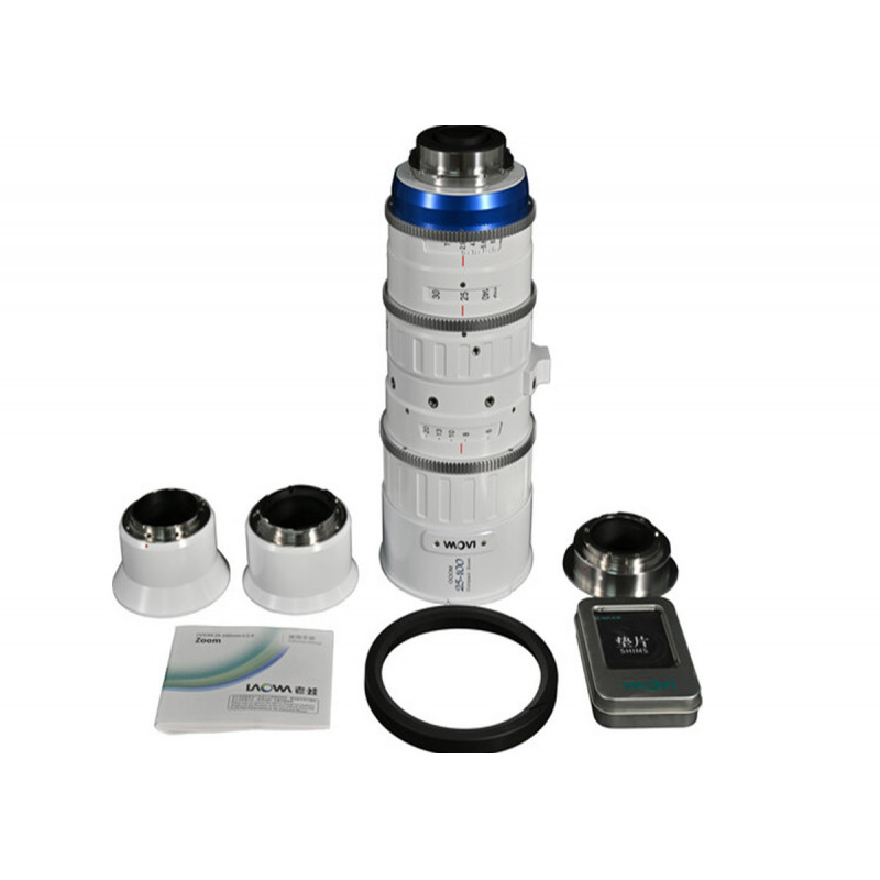 Laowa bundle OOOM 25-100mm T2.9 métrique Blanc+adaptateurs 1,33x1,4x