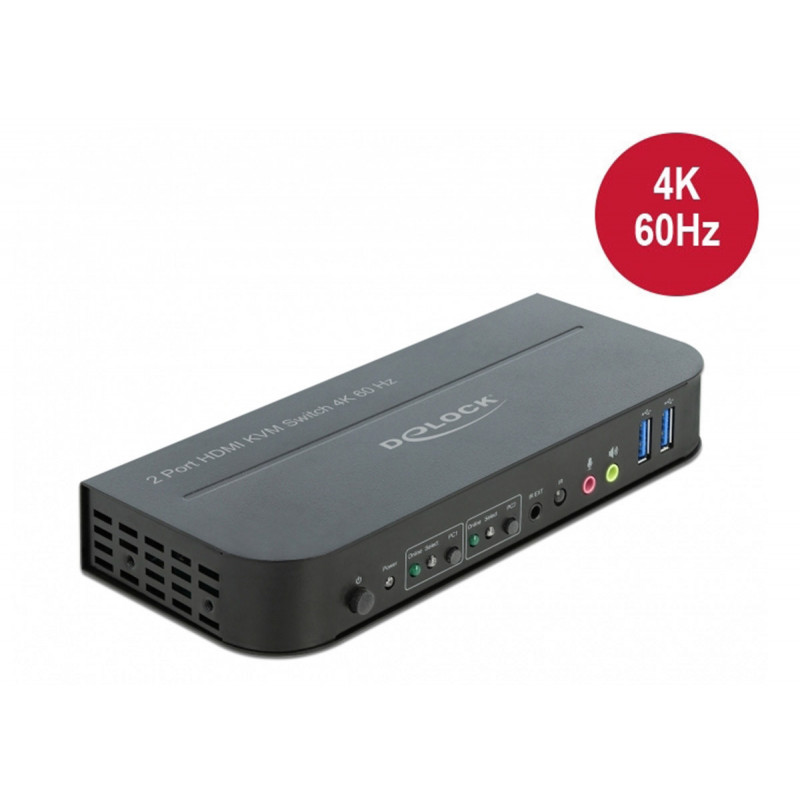 Delock 2x Commutateur HDMI KVM 4K 60 Hz port USB 3.0 et Audio