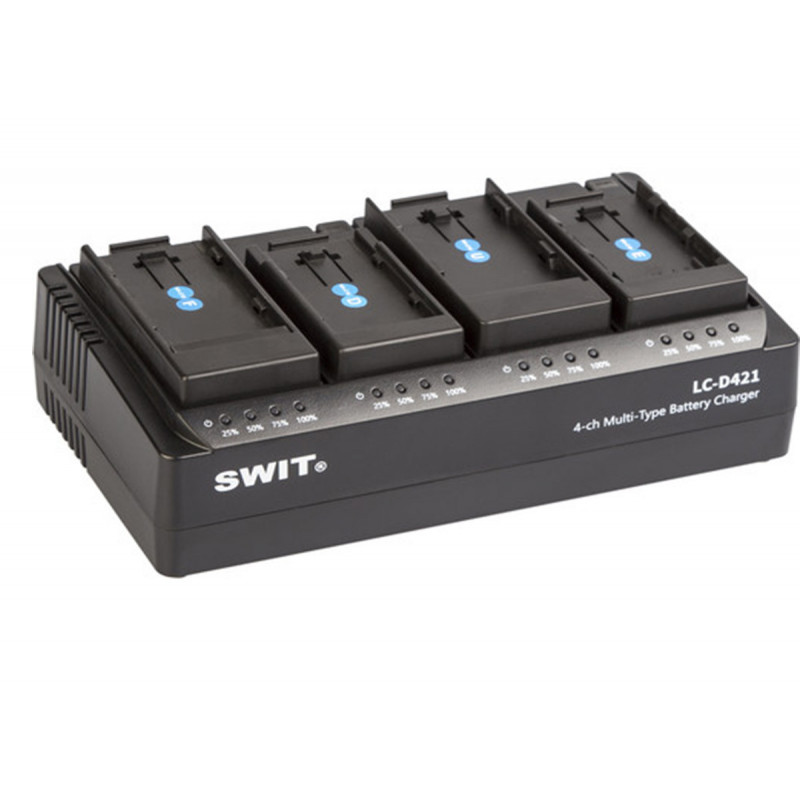 Swit LC-D421E kit Chargeur 4-CH avec plaques de style 4x Cannon LP-E