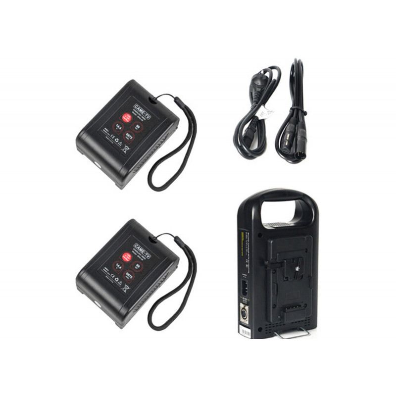 CAME-TV 2pcs 99W mini lightweight battery + 2 D-tap 1USB 5V + Charger