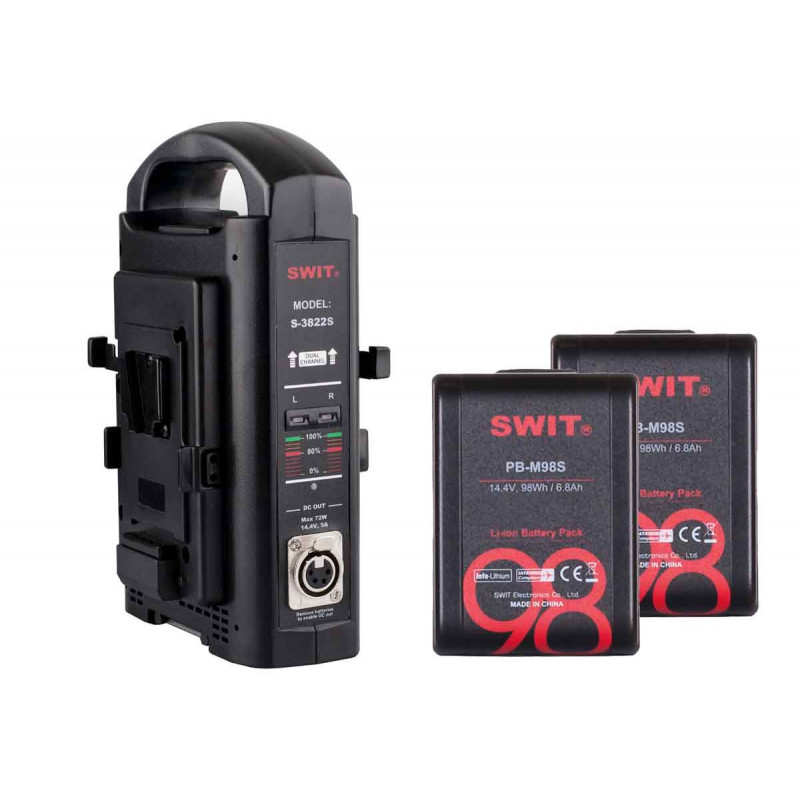 SWIT Kit 2xPB-M98S Batteries Pocket Mini 98Wh+Chargeur Double S-3822S