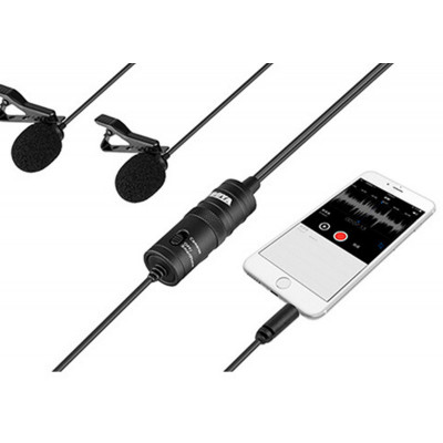 BOYA BY-M1DM 4m touristes-Tête Condensateur Lavalier Revers Microphone pour  iPhone Android Téléphone Mobile PC Ordinateur  Live Streaming