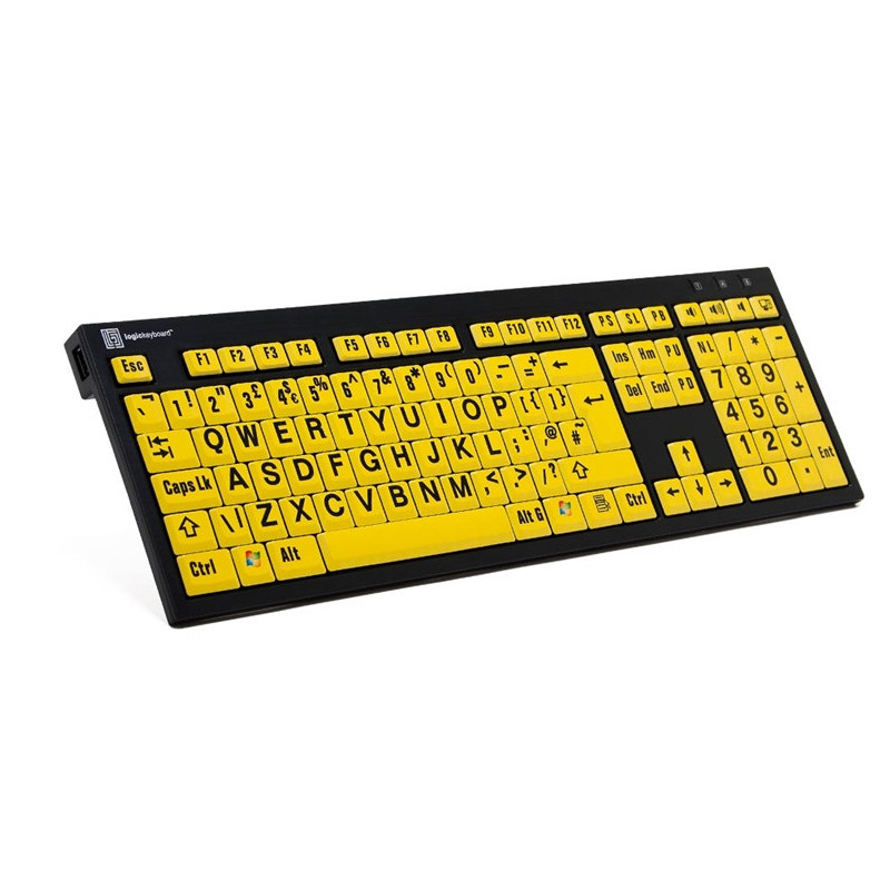 LogicKeyboard Clavier XL Print Nero Lettre Noire sur fond Jaune PC