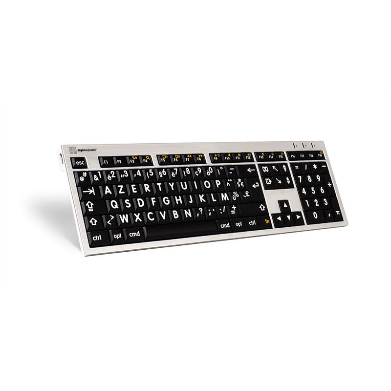 Logickeyboard Clavier XL Print-Lettre Blanche fond Noir-Mac ALBA Alu