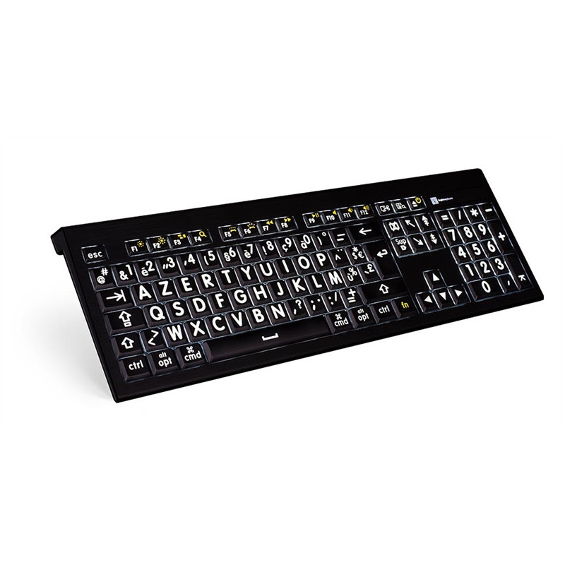 Clavier XL Print-Lettre Blanche Fond Noir-Mac Backlit retro eclaire