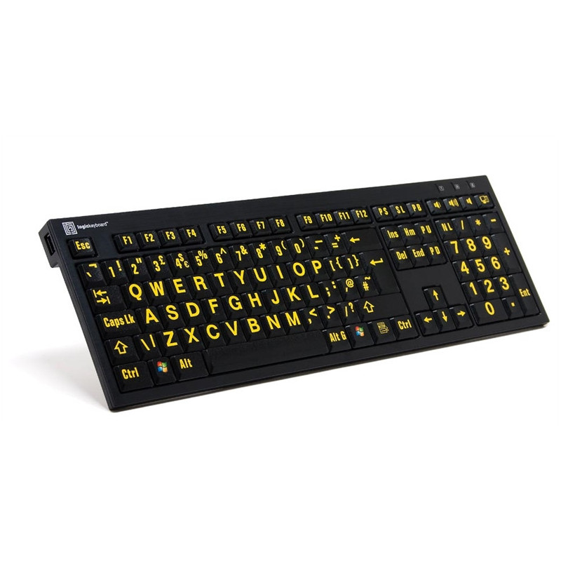 LogicKeyboard Clavier XL Print Nero Lettre Jaune sur fond Noir PC