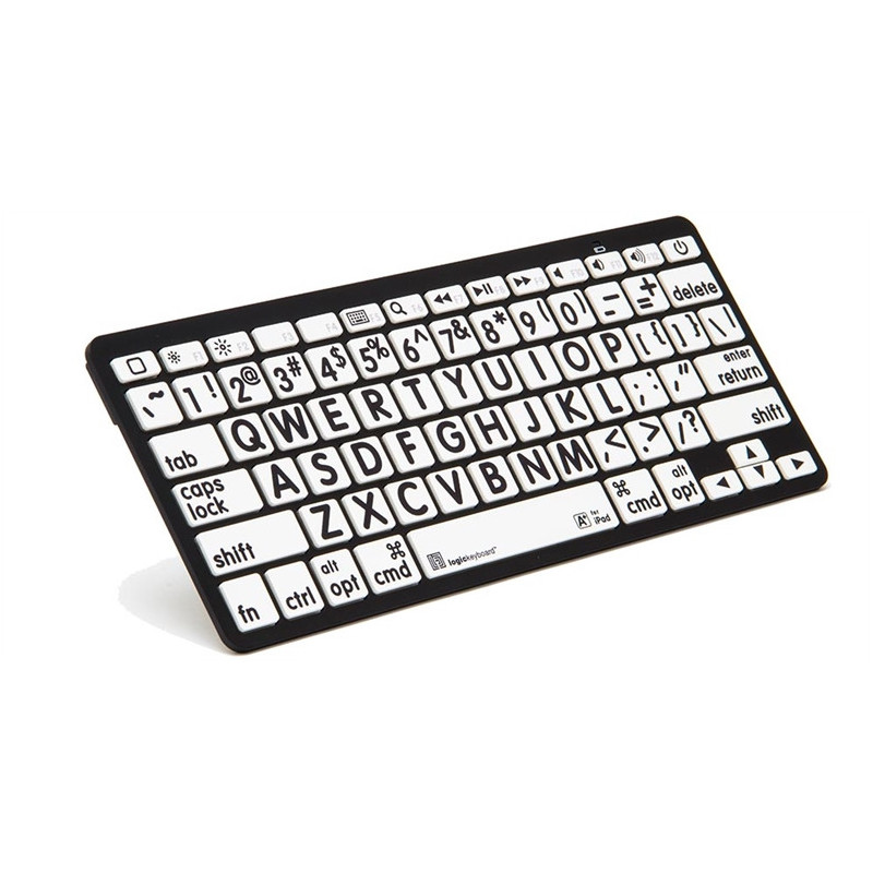 Logickeyboard Clavier XL Print Bluetooth Mini-Lettre Noire fond Blanc