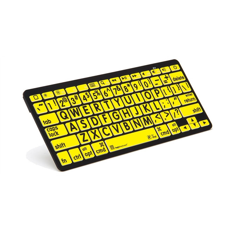 Logickeyboard Clavier XL Print Bluetooth Mini-Lettre Noire fond Jaune