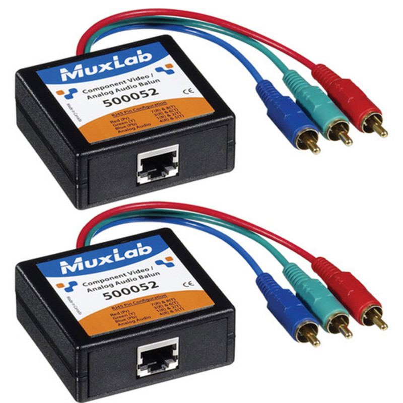 MuxLab Component Video/Analog Audio Balun, M, 2-Pack