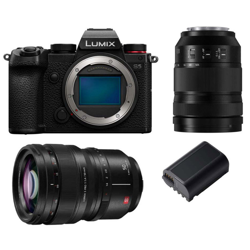 Panasonic Lumix S5 + Objectifs 24-105 mm + 50 mm /1.8 + 2ème batterie