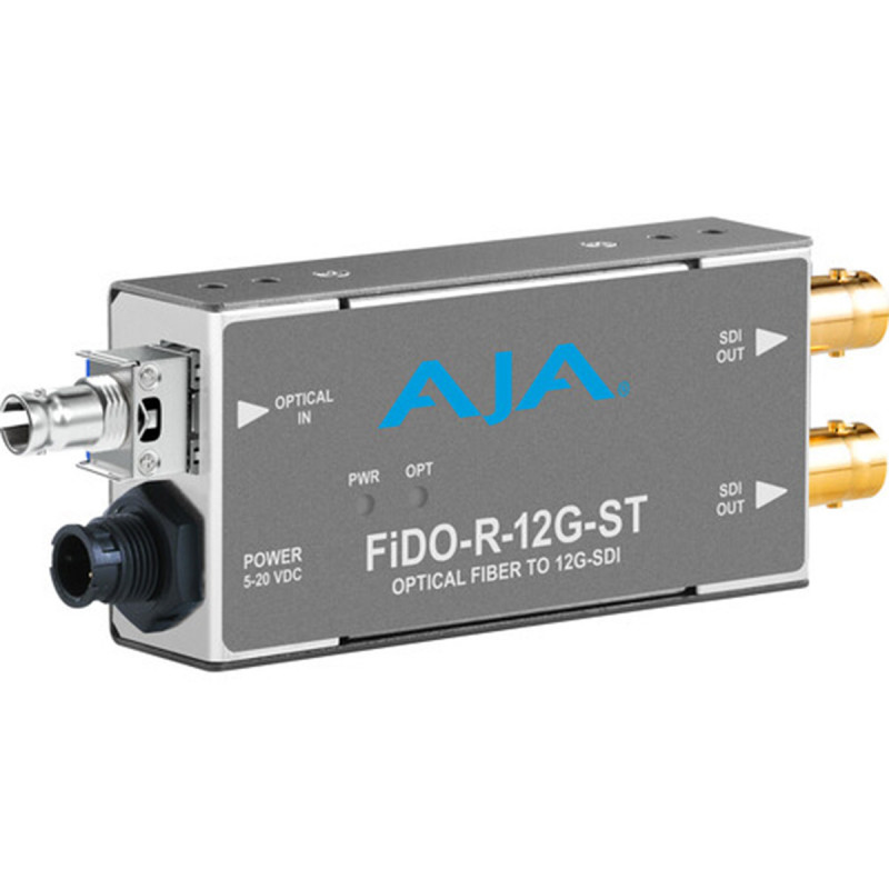 AJA FIDO-R-12G-ST Recepteur Single Mode ST Fiber vers 12G-SDI Receive