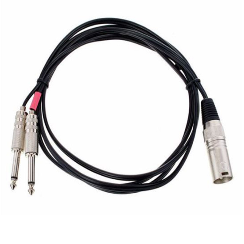 pro snake Câble Y 2x fiches jack mono (G+D) vers 1x fiche XLR mâle 2m