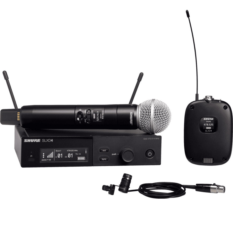 Shure Pack sans fil avec émetteur SLXD1, SLXD2/58 & WL185, 562-606MHz