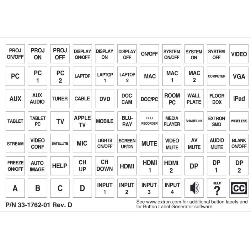 Extron Text and Braille Labels