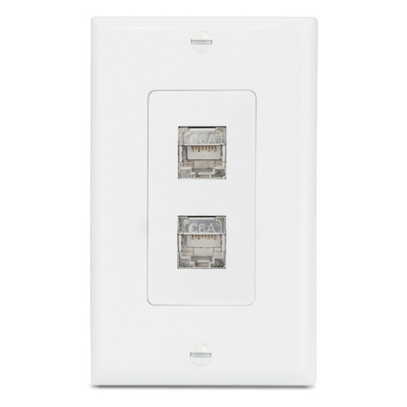 Extron 2 XTP DTP 24 Punch Down Jacks Pass-Through Wallplate  White