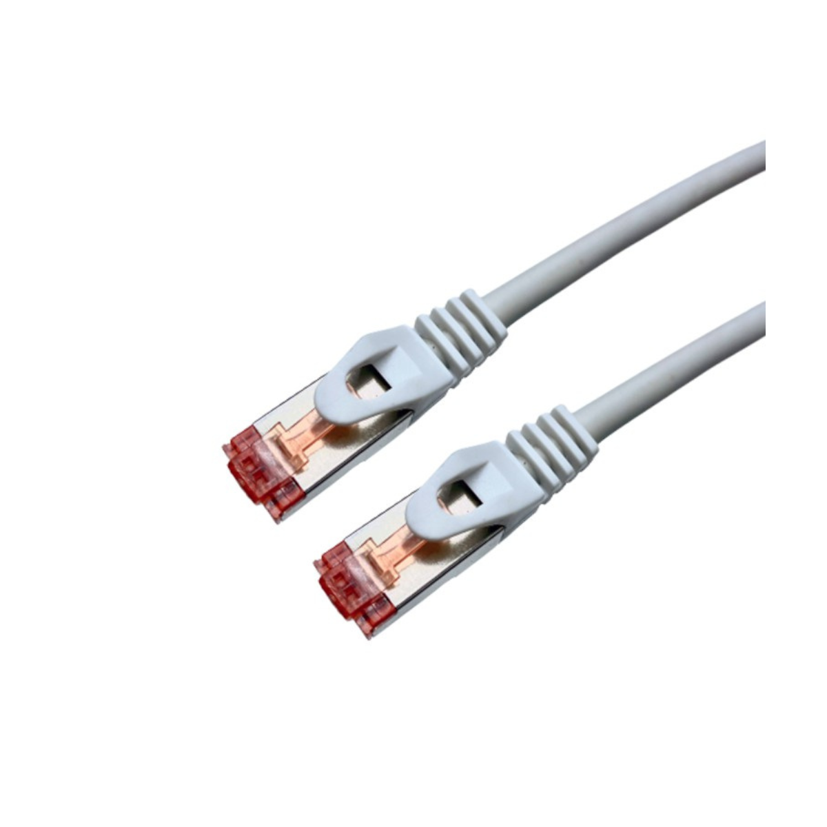 Câble CAT 6A S/STP (tressé non blindé) blanc avec fiche bleu