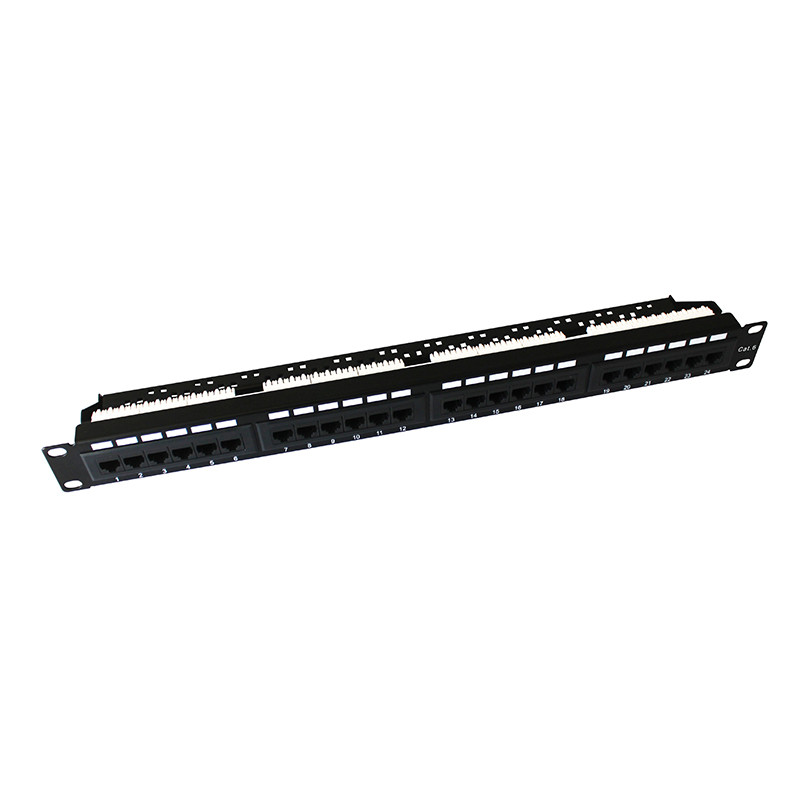 Neklan Panneau de brassage noir 19  1U 24 ports Cat 6 UTP