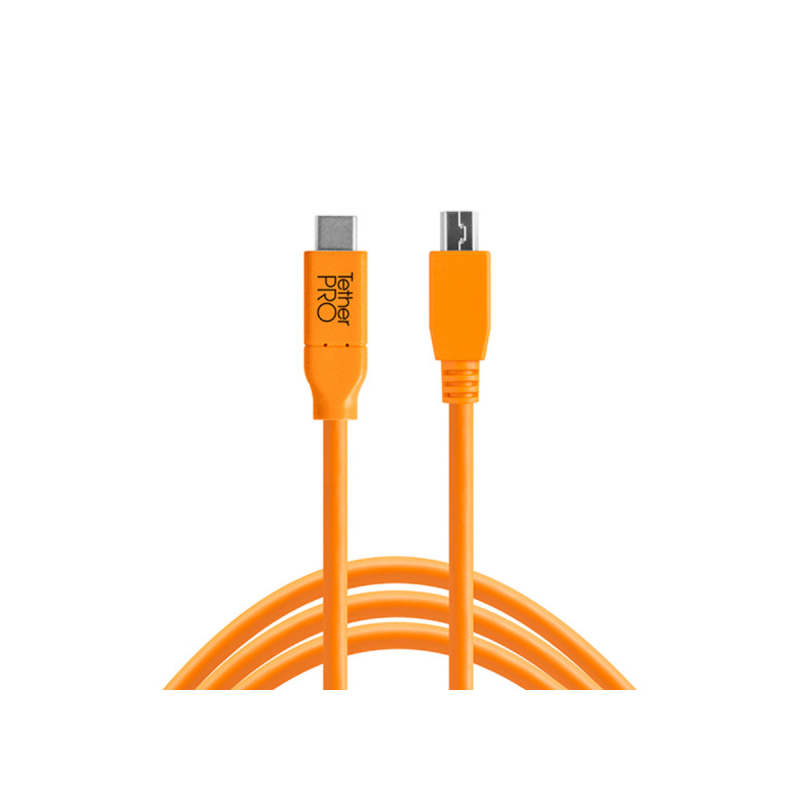 TetherPro USB-C to 2.0 Micro-B 5-Pin, 15' (4.6m), Orange