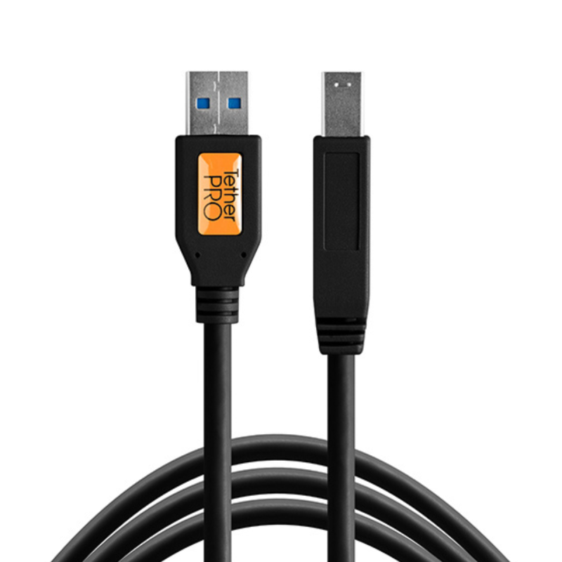 TetherPro USB 3.0 to Male B, 15' (4.6m), Black