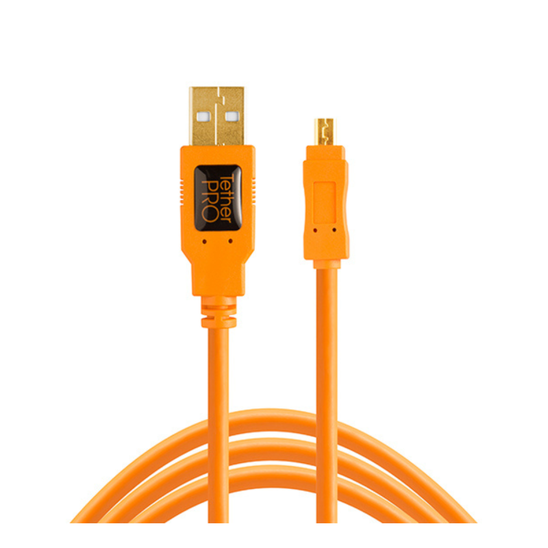 TetherPro USB 2.0 to Mini-B 8-Pin, 15' (4.6m), High-Visibility Orange