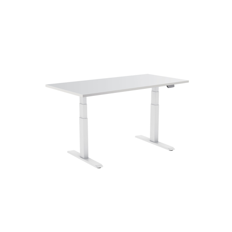 Kimex Bureau motorisé assis-debout 160x75cm Plateau blanc/Pied blanc