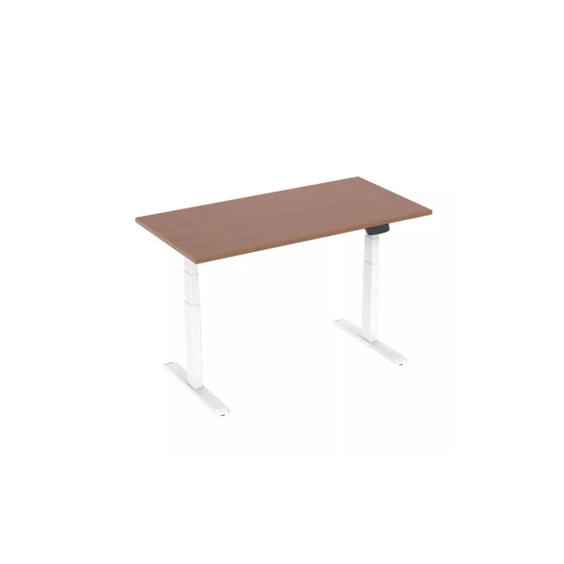 Kimex Bureau motorisé assis-debout 180x75cm Plateau noyer/Pied blanc