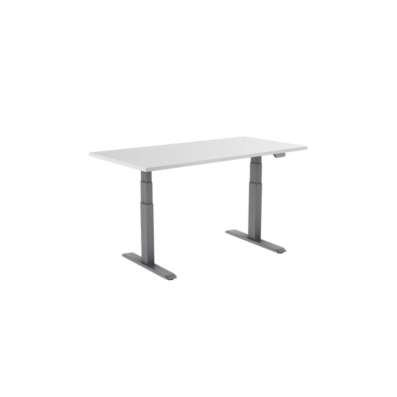 Kimex Bureau motorisé assis-debout 120x75cm Plateau blanc/Pied gris