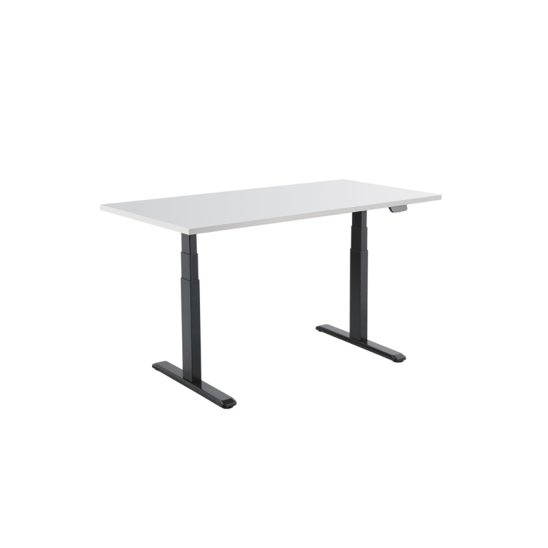 Kimex Bureau motorisé assis-debout 150x75cm Plateau blanc/Pied noir