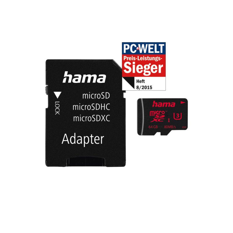 Hama Carte M.Sdxc 64Gb U3Hs-I 80Mb +Ad