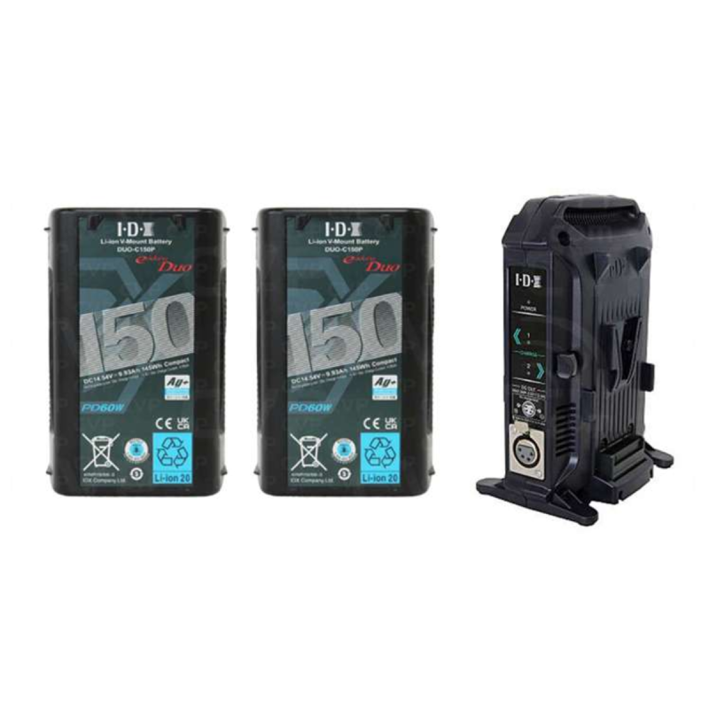 IDX Kit 2 batteries DUO-C150P + chargeur VL-2X 2 canaux simultanés