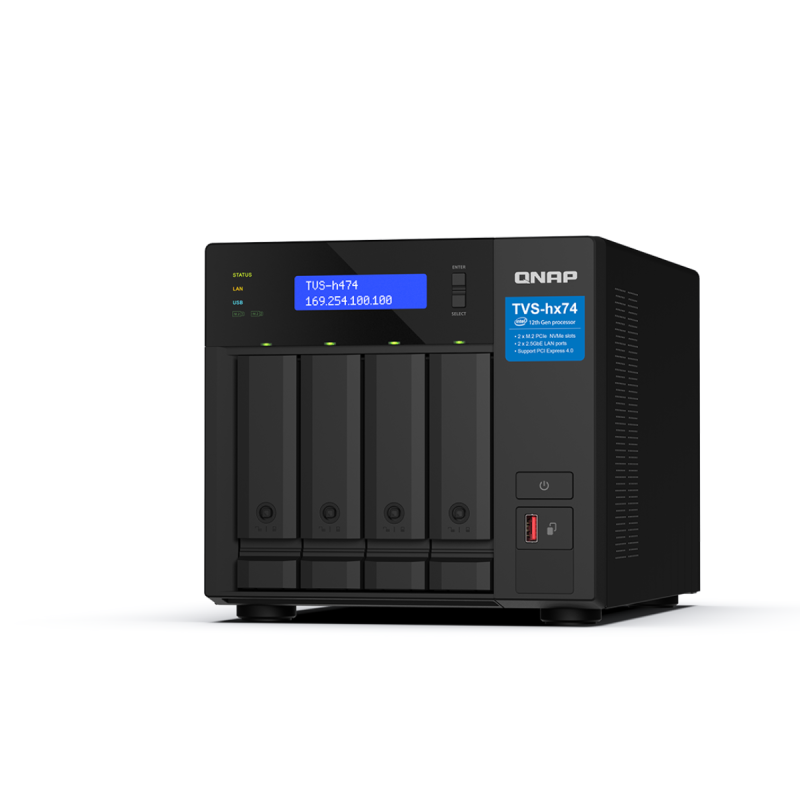 QNAP NAS Tour TVS-H474-PT-8G Boitier nu 4 baies 3.5" Alim. simple