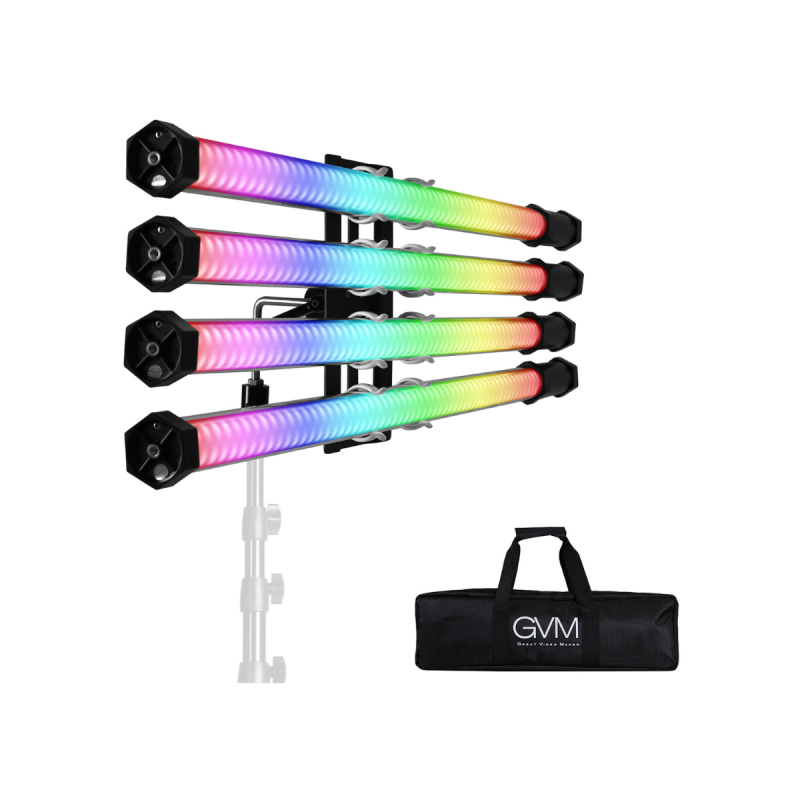 GVM Kit de 4 Baguettes LED RGB avec Batterie interne GVM-BD-100D