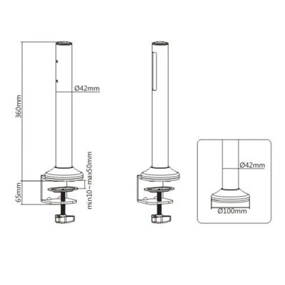 Kit rail de fixation slatwall + 2 pieds de table + support écran