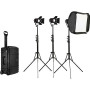 Kit d'éclairage LED Fiilex K302 avec valise et 3 pieds pliables