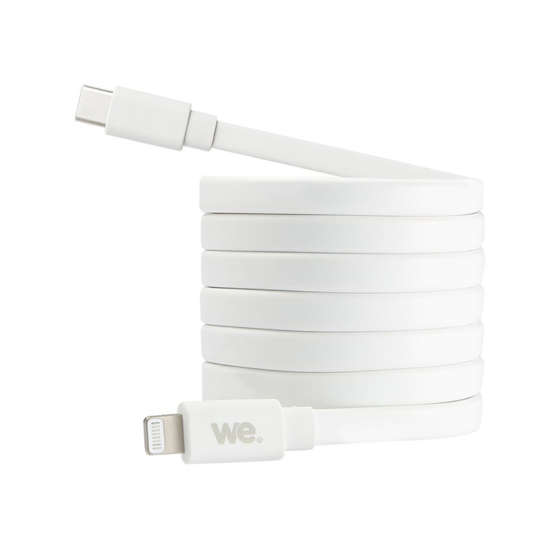 WE Câble USB-C/Lightning Mâle/Mâle plat 1m - blanc