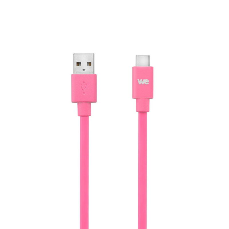 WE Câble USB-C Mâle/USB A Mâle plat 1 m - USB 3.1 gen 2 - fuchsia