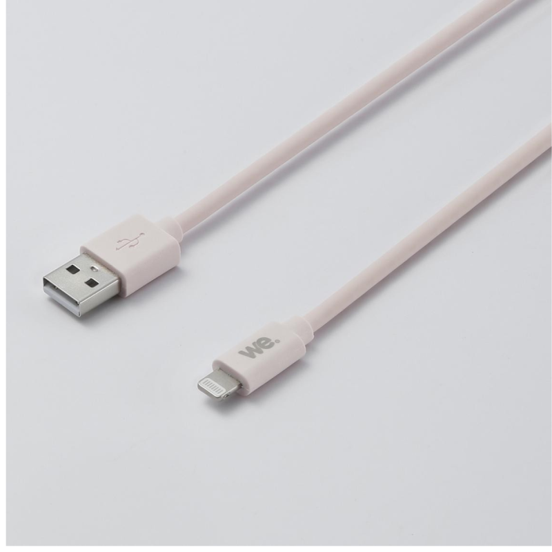 WE Câble USB/Lightning en silicone - 2m - rose