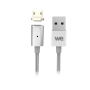 WE Câble USB/micro USB magnétique argent - nylon tressé - 1m