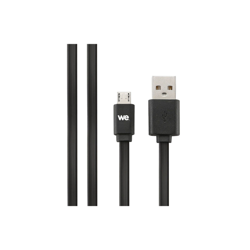 WE Câble USB/micro USB plat 2m noir - connecteurs réversibles