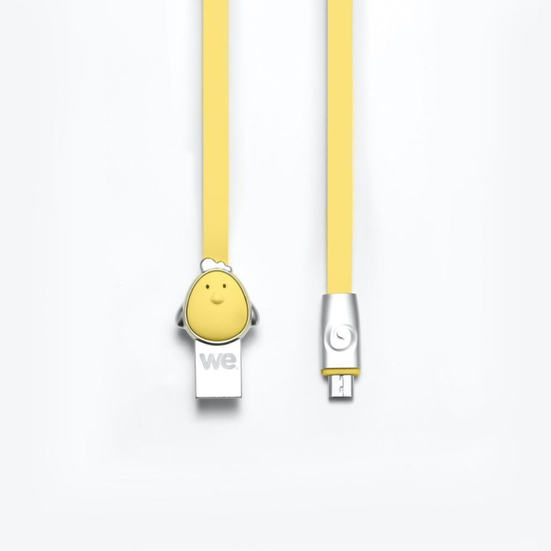 WE Câble Poule USB/micro USB plat 1m jaune - Connecteurs en zinc