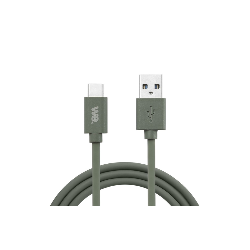 WE Câble USB/USB-C en silicone - USB 3.2 gen 1 - 1m - vert kaki