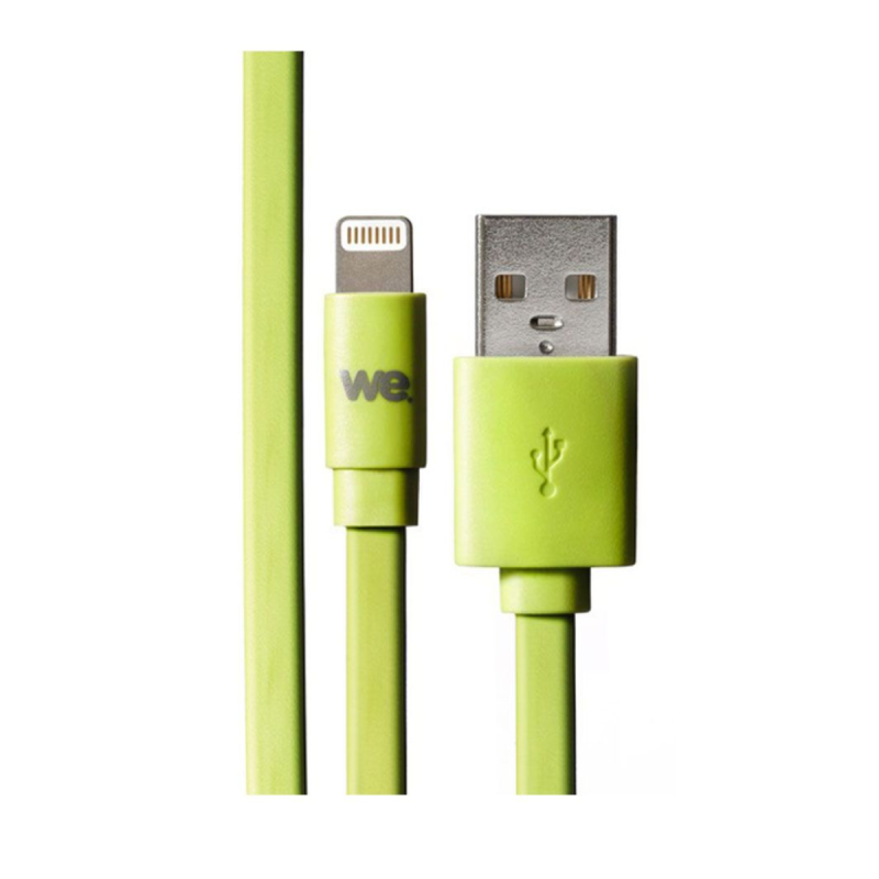 WE Câble Apple USB/lightning plat 1m vert -  silicone