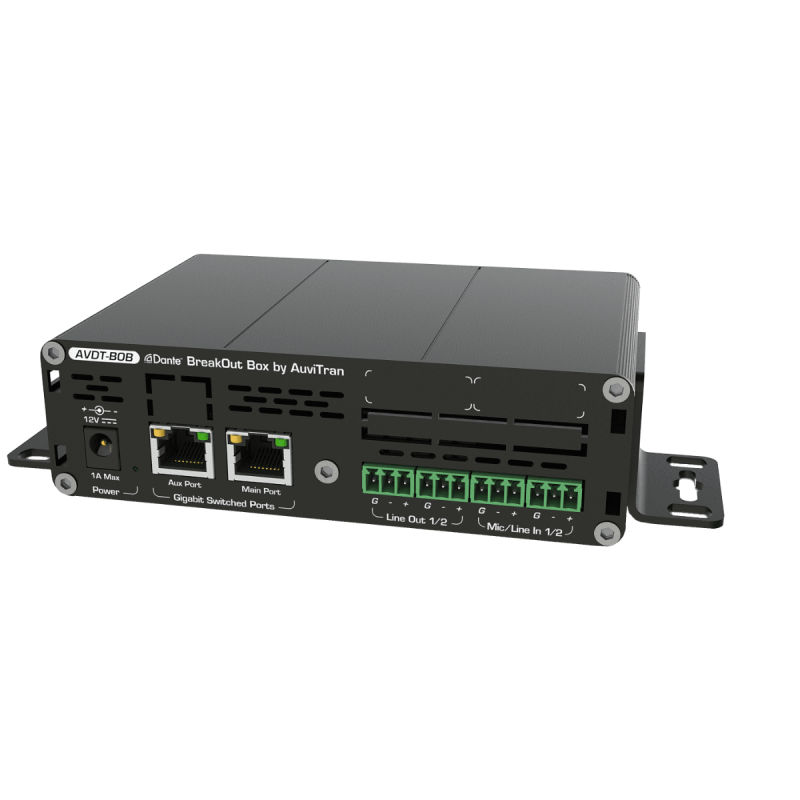 Auvitran AVDT-BOB 2xRJ45 (1xPOE) 2xMic In + 2xLine Out on Euroblocks