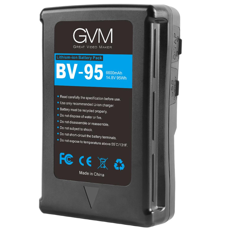 GVM Batterie BV-95 95Wh 14.8V 6600mAh Lithium-Ion V-Mount D-Tap DC