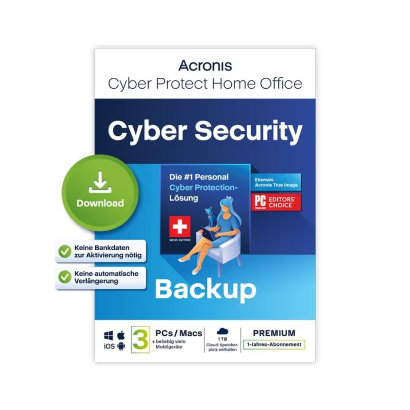 Acronis Cyber Protect Home Office 2023 Prem 3 poste+1TB Cloud 1an ESD