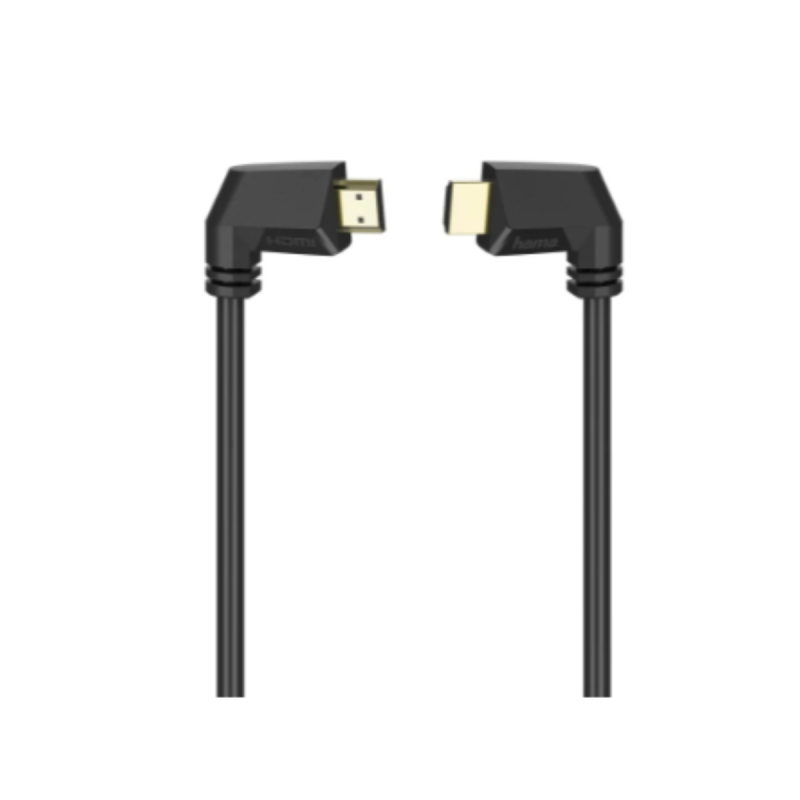 Hama Câble HDMI haute vitesse, f. mâle - f. mâle 90° Ether. doré 1,5m