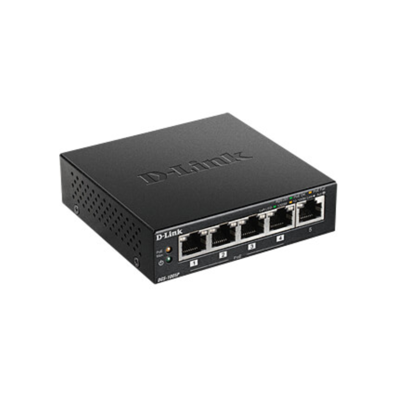 D-Link 5 ports Gigabit dont 4 ports PoE/PoE+ Métal Budget PoE 60W