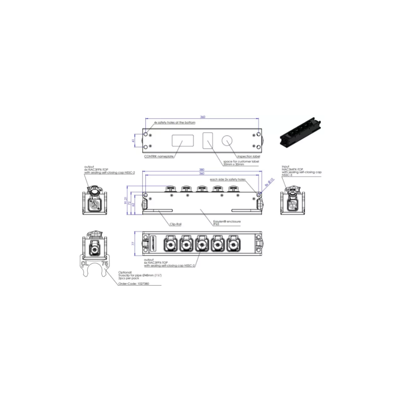 Contrik 6x powerCON TRUE1 TOP powerCON TRUE1 TOP entrée IP65 StripXO