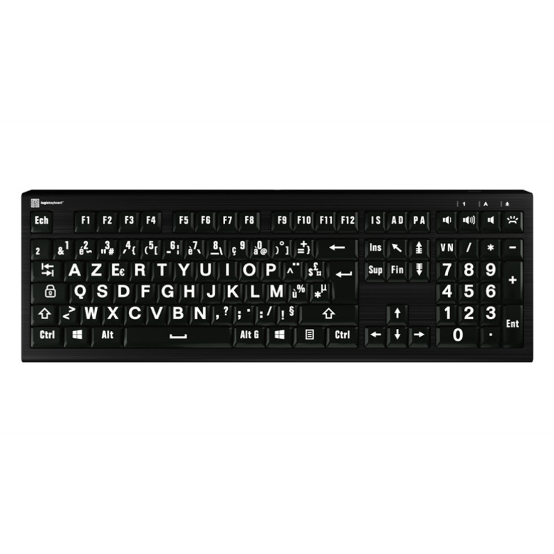 LogicKeyboard XL-Print Astra 2 White on Black FR (PC)